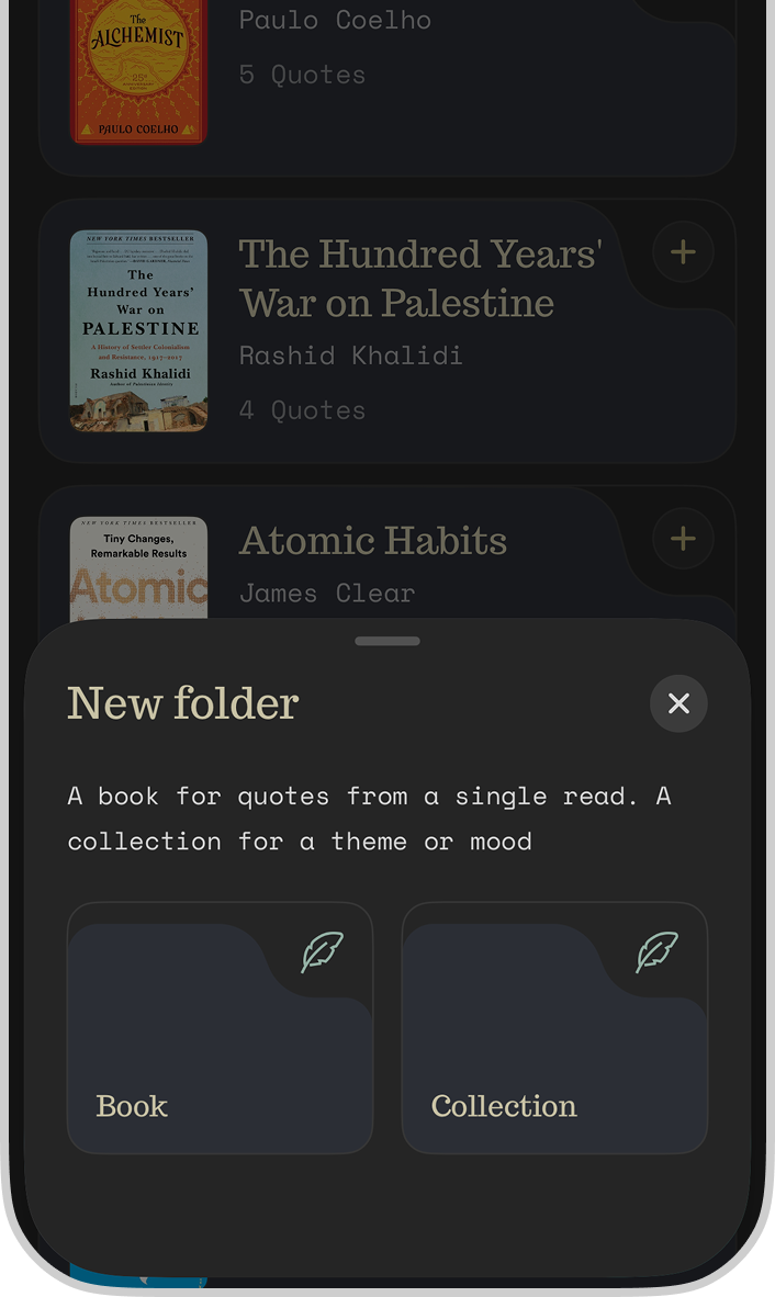 Organised folders interface mockup